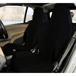 Rebeca Shop® Housses de siège avant compatibles pour Smart fortwo, première, deuxième et troisième série, W450 W451 W453, Lot de 2 foderines (Noir, Sans Logo) (Rebecashop, neuf)
