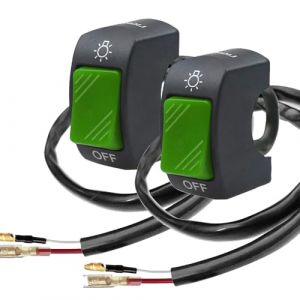 Gebildet 2pièces 7/8 Pouces 22mm Interrupteur de Guidon de Moto Interrupteur à Bascule de Guidon avec Bouton Poussoir Marche/arrêt pour Motos U5 U7 U2 Scooter Electrombile moto(Vert) (Gebildet-FR, neuf)