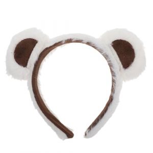 POPETPOP Serrage-T&ecirc;te Oreilles D&rsquo;Ours en Peluche Douce Blanc Bandeau Mignon pour Femmes et Filles Accessoire Cheveux Antid&eacute;rapant Maquillage Spa et Soins Visage Accessoire Peluche (Riser Treasure, neuf)