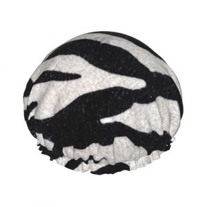 Bonnet de douche imperm&eacute;able double couche &eacute;lastique &agrave; motif fourrure de z&egrave;bre, r&eacute;utilisable (zhaoguofen0812, neuf)
