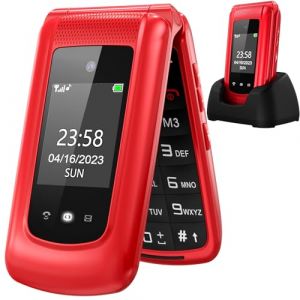 uleway Téléphone Portable Senior Clapet Débloqué avec Grandes Touches,GSM Big Volume Bouton SOS,Stazione di ricarica2.4 Dual LCD Display?Basique Telephone Mobile pour Personne Agée (caffmo, neuf)