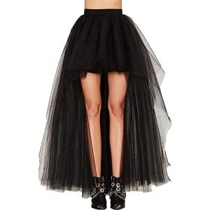 Zooma Jupe Noire pour Femme Punk asym&eacute;trique Robe Steampunk Cocktail Mousseline Dentelle Party Jupe Cosplay (CHAOHU DATU, neuf)