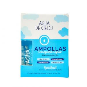 Agua de Cielo Ampoules chronogramme capillaire - Traitement intensif des ampoules capillaires pour régénérer, hydrater, nourrir et arrêter la perte de cheveux, traitement botox capillaire - 4 ampoules (Agua de Cielo EU, neuf)