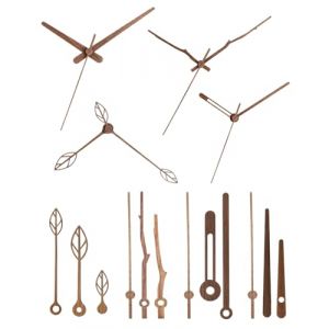 LEEQ Kit de 4 Aiguilles d'Horloge - Aiguilles d'Horloge en Bois de Noyer Accessoires d'Horloge pour Remplacement de Réparation d'Horloge, forme de feuille, Convient pour 12 Pouces Horloge (LEEEU, neuf)