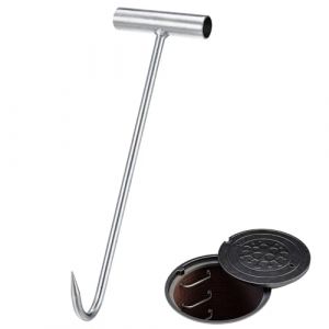 Crochet pour Couvercle de Regard,Lève-Couvercle de Regard à Crochet,Crochet Leve Plaque,Crochet De Poignée en T pour Trou d'homme,Crochet Simple pour Couvercles D'égout,Lève-Plaque D'égout 30 cm (RONGhouse, neuf)