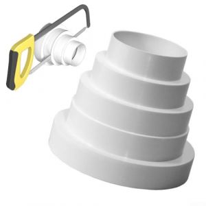 R&eacute;ducteur de conduit de ventilateur pour raccordement direct avec conduits d'air ronds 80 mm, 100 mm, 120 mm, 125 mm et 150 mm, blanc (Tianhengyue, neuf)