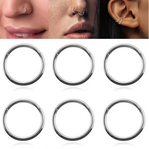 YUPZAR 6 pi&egrave;ces piercing nez anneaux piercing nez piercing nez acier chirurgical piercing Piercing Nez Anneaux Piercing H&eacute;lix Tragus Hypoallerg&eacute;nique Argent Anneaux de Cartilage Piercing Conch (Olen Olesjame O&Uuml;, neuf)