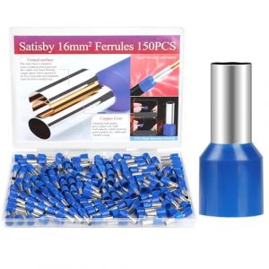 Satisby Embout à Sertir 16mm² 150PCS, Tube en Cuivre étamé, Bonne Conductivité, Gaine Ignifuge Isolante, Cosse Electrique 16mm² (Finer Life, neuf)