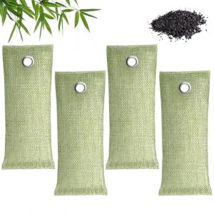 Lot de 4 Sacs &agrave; Charbon Actif, 75g Sacs de Charbon de Bambou pour Purifier l'air, Sac D&eacute;sodorisant Chaussures Charbon Naturel, pour Chaussures, Voiture, Cuisine, Salle de Bain, Bureau, Placards (Aruichi, neuf)