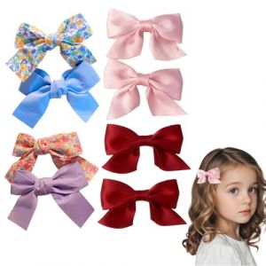 TEOZBLU 4 paire Pinces &agrave; Cheveux Avec N&oelig;ud, Noeud Rouge Cheveux Fille Femmes, Accessoires Cheveux, Pinces &agrave; Cheveux Crocodile Accessoires, Antid&eacute;rapantes, Pour Mariage F&ecirc;te (Rouge/Rose/Bleu/Violet) (LIYUNxia, neuf)