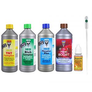 Hesi Hest Kit de d&eacute;marrage Medium TNT + complexe de fleurs + phosphore Plus + boost 1 litre + Super VIT 10 ml (SEMILLASLOWCOST, neuf)
