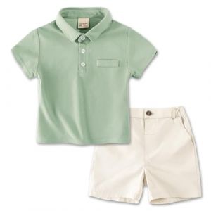 Volunboy Ensembles de V&ecirc;tement B&eacute;b&eacute; Gar&ccedil;on, Manches Courtes Polo T-Shirt avec Short 2 Pi&egrave;ces Tenue d'&eacute;t&eacute; pour 1-6 Ans(Vert,18-24 mois,Taille 90) (Volunboy, neuf)