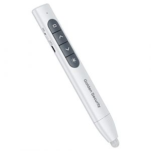 Telecommande Ordinateur Powerpoint, 2.4GHz USB Télécommande Powerpoint, Rechargeable et inscriptible de Telecommande Powerpoint, pour Présentation, Enseignement, Bureau, Conférence (Golden Security Store, neuf)