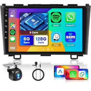 [6G+128G] 8 Cœurs Autoradio pour Honda CRV 2007-2011 Android Autoradio Bluetooth GPS, Hodozzy Écran Tactile 9 Pouces avec Carplay sans Fil Android Auto, WiFi DSP, FM RDS Caméra (Hodozzy Direct, neuf)