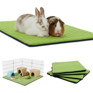 NEO SOLVO Lot de 4 Tapis Litière Polaire pour Cochon d'Inde et Lapin - Absorbant et Imperméable - Lavable - Cage et Enclos - 70 x 35 cm - Vert (Neo Solvo, neuf)