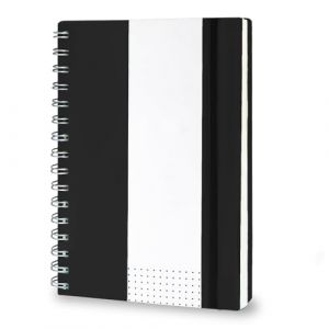 Amythe Cahier A5 Spirale, Carnet à Points 150 Feuilles/300 Pages 100g/m², Cahier A5 Couverture Rigide pour Prise de Notes, Bureau ou Étude Bloc-notes 148x210mm, Noir (Amythe, neuf)