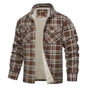 Darringls Chemise de b&ucirc;cheron &agrave; carreaux pour homme - Veste int&eacute;rieure en polaire - Chemise thermique chaude en flanelle - Pour homme - Mode d'hiver - Veste d'ext&eacute;rieur d&eacute;contract&eacute;e &agrave; carreaux - Poche (Darringls, neuf)