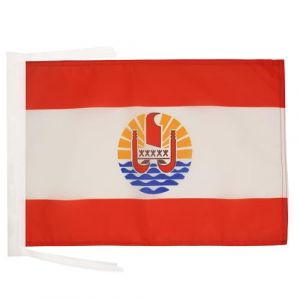AZ FLAG - Drapeau Polyn&eacute;sie fran&ccedil;aise - 45x30 cm - Pavillon Polyn&eacute;sien - France 100% Polyester Avec Deux Cordelettes - 20g (AZ-FLAG, neuf)