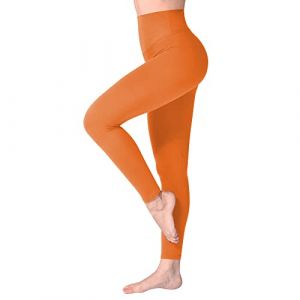 SINOPHANT Legging Femmes Pantalon de Sport, Jegging Taille Haute Femme Yoga Opaque Doux Grande Taille(#1 pièces Orange,S-M) (SINOPHANT, neuf)