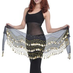 NOPKESV 1 Pi&egrave;ce Ceinture Danse Orientale Femme Chiffon Foulard Hanche avec Pi&egrave;ces de Monnaie pour Costume de Danse Orientale Cadeau de Saint-Valentin (WANGSHENGYA, neuf)