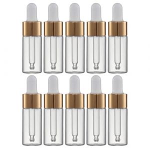 VILLCASE Lot de 10 Flacons Compte-Gouttes Étanches 10 Ml en Verre Transparent Pipette en Silicone et Bague Aluminium pour Huiles Essentielles Parfums et Voyage Flacons Multifonctions (Farrar Fae, neuf)