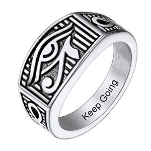 PROSTEEL Bague Chevalière Homme Oeil d'Horus Personnalisable Bague Egyptienne Acier Inoxydable Taille 72 (Prosteel Jewellery, neuf)