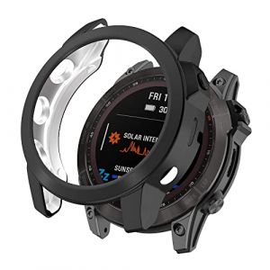 KUTEWEU Coque pour Garmin Fenix 7/Fenix 7 Solar/Fenix 7 Sapphire Solar, Silicone &eacute;tui Housse Cover Transport, TPU &Eacute;tui Mince Portable Antichoc Etui pour Garmin Fenix 6 GPS (Noir) (KUTEWEU, neuf)