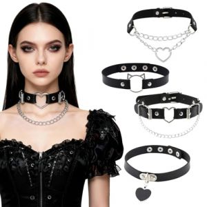 YAZWUR Collier Gothique &agrave; Clous en Cuir PU pour Femme, Ras-de-Cou Punk, Cha&icirc;ne Serpentine Style Minimaliste (Noir) (Romanimania OU, neuf)