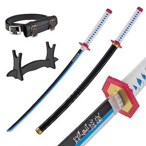 58 SPECIAL REPLICAS Katana Demon Slayer en Bois | Catana Tanjiro 105 cm | Sabre Démon Slayer Decoration | Épée Bambou Cosplay | Anime Samouraï Ninja Sword | Tomioka Giyuu's Katiana (SPECIALREPLICAS, neuf)