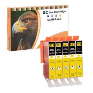 D&C CLI 521 Cartouches d'encre compatibles pour Canon CLI-521 Y pour Canon Pixma IP3600 IP4600 IP4600X IP4700 MP540 MP550 MP560 MP620 MP630 MP640 MP640R MP980 MP990 MX860 MX870 (5 Jaune) (LOSMANN, neuf)