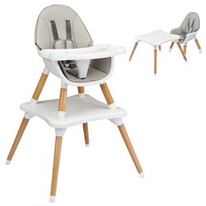 LIFEZEAL Chaise Haute Évolutive pour Bébé, 6 en 1 Chaise de Repas Convertible avec Coussin Amovible, Harnais de Sécurité，Siège Enfant avec Plateau Adjustable pour Bébé 6-36 Mois (LIFEZEAL ITALY S.R.L., neuf)