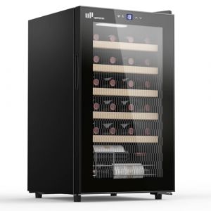 Upstreman W24 Cave &agrave; vin avec Porte en Verre pour 24 Bouteilles, R&eacute;glable de 5&deg;C &agrave; 20&deg;C, Encastrable & Sous Plan, Double Vitrage, &Eacute;cran Tactile, &Eacute;clairage LED, 5 &Eacute;tag&egrave;res, Noir W24 (Upstreman, neuf)