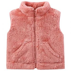 Gilet Bebe Polaire Fille sans Manches Fourrure Veste, Laine Couleur Unie Blouson Mode Manteaux Enfant Garcon, Gilet sans Manches avec Poches, Doux Chaud Manteau Ado Fille (tangksye, neuf)