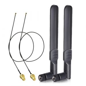 Bingfu Antenne WiFi 8 dBi RP-SMA M&acirc;le 2.4GHz 5GHz Bi-Bande, C&acirc;ble 25cm de Presa Micro Coassiale 0. 25mm pour Carte R&eacute;seau M.2 NGFF Routeur WiFi Cam&eacute;ra IP S&eacute;curit&eacute; Adaptateur USB (Toiot, neuf)