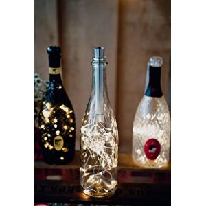 hellum Guirlande lumineuse LED en forme de bouteille avec minuteur, guirlande lumineuse LED 2 avec minuteur, fonctionnant sur piles AA, 40 LED, 4M, guirlande lumineuse en forme de bouteille, blanc (Hellum Direkt, neuf)