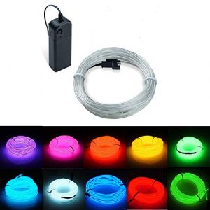 Kmruazre Fil EL Lumineux Néon Alimenté par Pile - Fil Électroluminescent Lumineux Stroboscopique pour Décoration de Fête/Noël (3m/9ft, Bleu Glacé) (Kmruazre-fr, neuf)