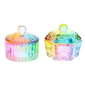 DEARMAMY 2pi&egrave;ces Bol Pour Nail Art Avec Couvercle Godet Pour Liquide Et Pot &agrave; Poudre Verre Pour Salon De Manucure (Liiane, neuf)