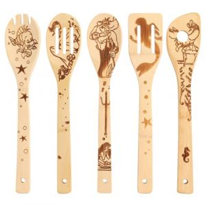 5 Pi&egrave;ces Sir&egrave;ne Cuill&egrave;re en Bambou Bio Cuisine Cadeaux Sir&egrave;ne D&eacute;co Sir&egrave;ne Cadeaux pour Femmes Sir&egrave;ne D&eacute;cor de Cuisine Cadeaux de F&ecirc;te Pendaison de Cr&eacute;maill&egrave;re Mariage Anniversaire (ETau, neuf)