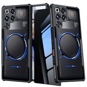 Guizzcg Coque de protection pour ZTE Nubia Red Magic 11 Pro/11 Pro+ - Pare-chocs en TPU souple + arri&egrave;re en acrylique - Airbag - R&eacute;sistant aux chocs et aux chutes - 1 film brise-vue - Noir (MeiyueEr-FR, neuf)