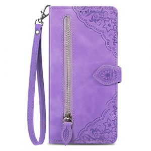 NEXCURIO &Eacute;tui &agrave; Rabat Coque Folio pour Apple iPhone 7 / iPhone 8 / iPhone SE 2020 2022 Housse de Protection Flip Cover Case en Cuir PU Portefeuille avec Cordon et Porte Cartes Femme Fleur - Violet (NEXCURIO NEU, neuf)