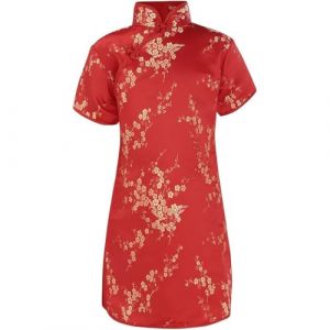 Generisch Pantalon en Corduroy pour Fille - Robe Chinoise Qipao pour B&eacute;b&eacute; Fille - V&ecirc;tements de Nouvel An - Floral &agrave; Manches Courtes - Cheongsam - Anniversaire pour Enfants - Robe de F&ecirc;te &Eacute;lastiqu&eacute;e (⭐⭐⭐⭐⭐yoyo-eo, neuf)