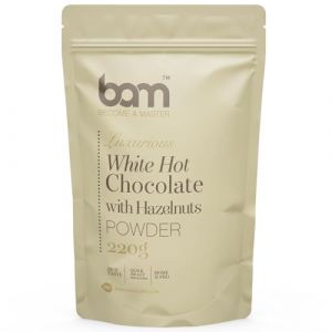 BAM Chocolat en Poudre – Préparation pour Chocolat Chaud Crémeux en Poudre, Avec Cuillère Doseuse – 220g, 7 Tasses, Blanc Noisette (BAM - become a master, neuf)