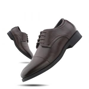Hitmars Derby Homme Chaussure Cuir Chaussure Ville Oxford Brogues Chaussures à Lacet Costume Vernis Habillées Mariage 1-Marron EU 43 (Free Mobile OU, neuf)