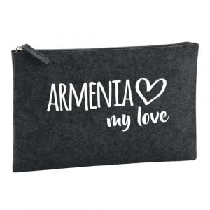 Huuraa trousse de toilette Armenia my love Trousse de toilette cadeau en feutre anthracite 1 litre Armenia my love Pr&eacute;sent (Hellweg Handelsbetrieb Soest, neuf)
