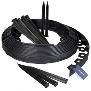 HOLZBRINK Bordures de Pelouse Bande Droite en PVC avec 20 Ancrages de Fixation, Hauteur 38 mm, Longueur 10 m, HRK02-38 (Jumbo-Shop, neuf)