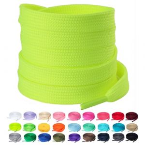 Olukssck 2 Paires Lacets Plats, Lacets Durable de Remplacement de 10mm de Qualité Pour Chaussures de Sport, Chaussures de Ville, Plusieurs Couleurs Et Longueurs, Neon jaune, 145cm (Bishicheng Trading Co., Ltd., neuf)