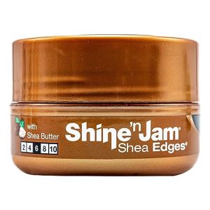 Ampro Shine-n-Jam Shea Edges - Infused with Shea Butter and Silk Protein to Moisturize Hair - Great for Taming Fringe, Ponytails, and Updos - Firm Tresses with Non-Greasy Shine - 2.25 oz (Online Wellness Ltd, neuf)