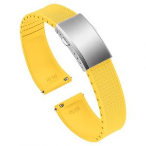 ULLCHRO FKM Bracelet Montre 20mm 22mm Bracelets de Montre FKM Caoutchouc fluor&eacute; &agrave; D&eacute;gagement Rapide Souples et Durables Bracelet de Remplacement pour Homme Femme (20mm, Jaune) (Ullchro-EU, neuf)