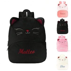 G&eacute;n&eacute;rique Sac a Dos Personnalis&eacute; Enfant Prenom, Bebe Cartable Enfant Maternelle Filles & Gar&ccedil;ons, Meme Mignon Petit Sacs Dos Personnalisable pour Primaire Ecole Voyage (Noir) (Thalopolis, neuf)