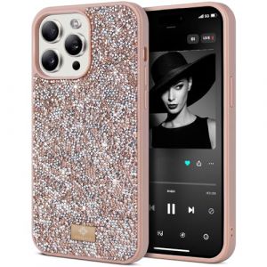 BEZ&reg; Coque pour iPhone 14 Pro Paillette, Coque Compatible avec iPhone 14 Pro Glitter, Series de Etuis avec Bling & Co., &Eacute;tui en Diamant Etincelant et &agrave; Cristal Bling, Beige Toscan (TheBlingZ., neuf)